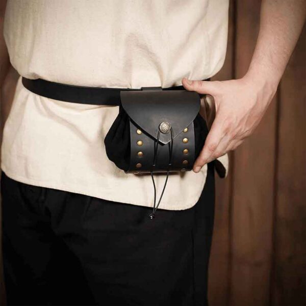 Odyssey Medieval Drawstring Belt Pouch - Black