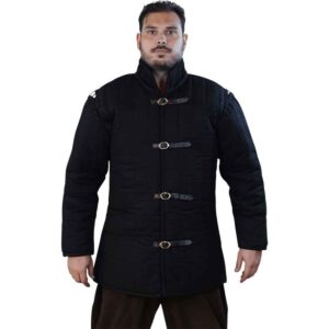 Medieval Padded Gambeson with Removable Sleeves - Black