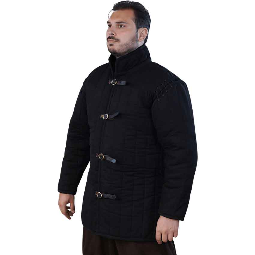 Medieval Padded Gambeson with Removable Sleeves - Black