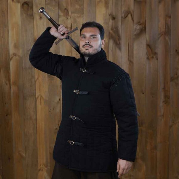 Medieval Padded Gambeson with Removable Sleeves - Black
