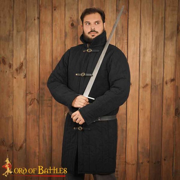 Medieval Long Padded Gambeson - Black