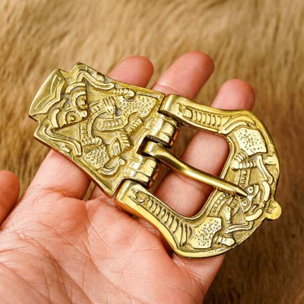 Carved Viking Brass Belt Buckle
