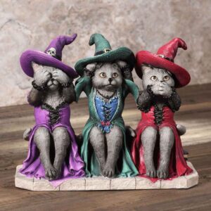 No Evil Witch Cats Statue