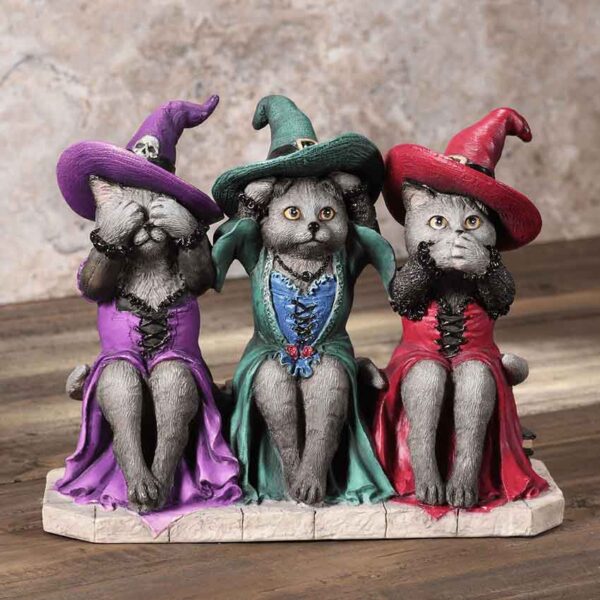 No Evil Witch Cats Statue