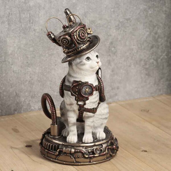 Steampunk Chaotic Neutral Tabby Cat Statue