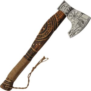 Runic Etched Viking Axe with Sheath