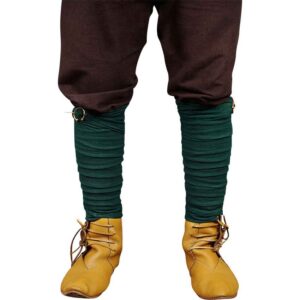 Canvas Viking Leg Wraps with Brooches - Green