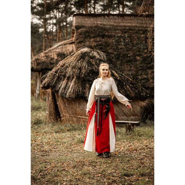 Isabella Medieval Skirt - Red/Natural