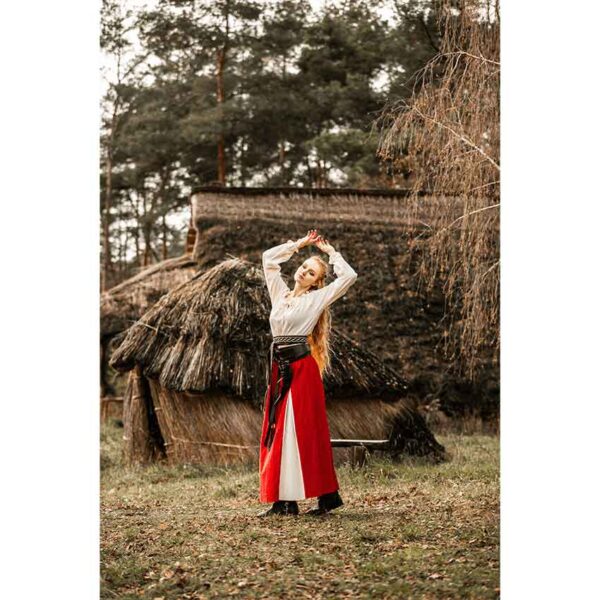 Isabella Medieval Skirt - Red/Natural