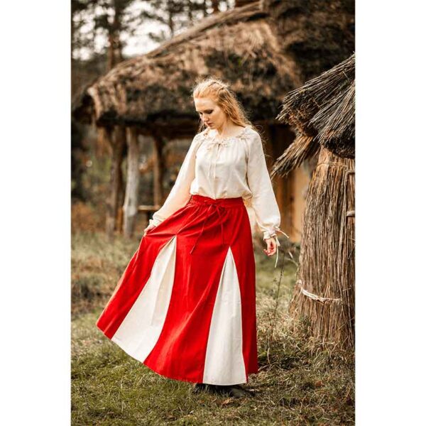 Isabella Medieval Skirt - Red/Natural