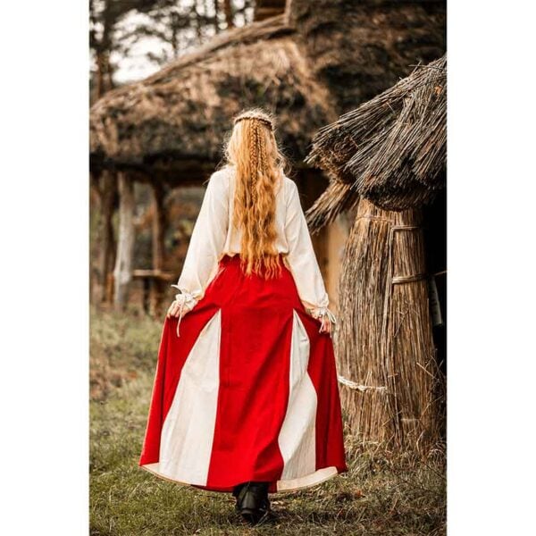 Isabella Medieval Skirt - Red/Natural