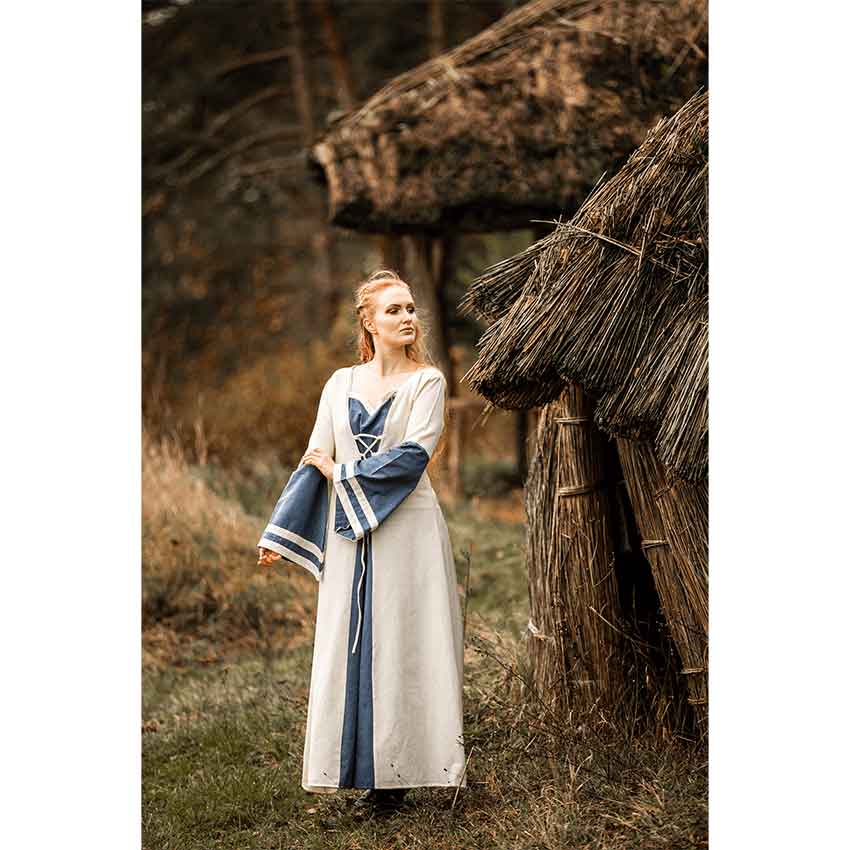 Dorothea Medieval Dress - Natural/Blue