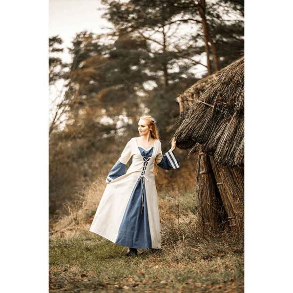 Dorothea Medieval Dress - Natural/Blue
