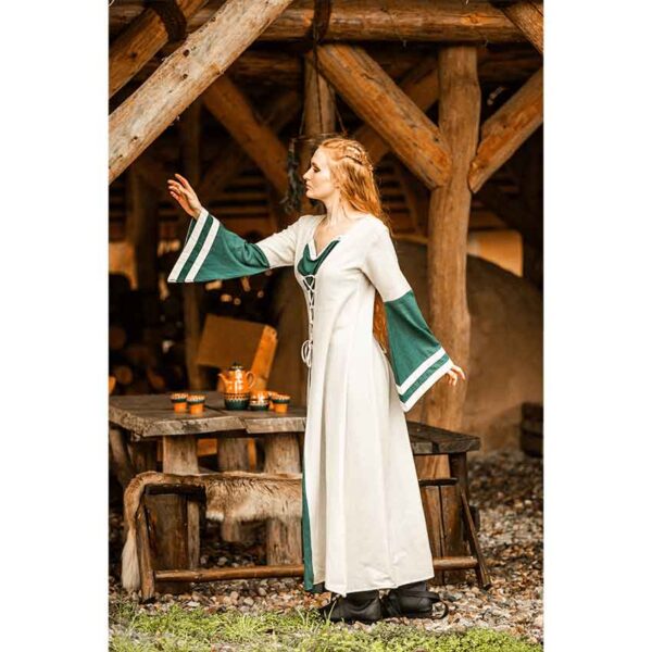 Dorothea Medieval Dress - Natural/Green