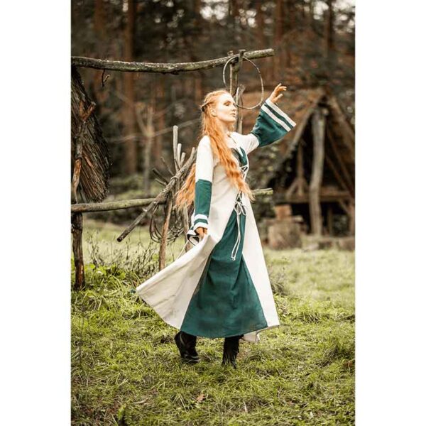 Dorothea Medieval Dress - Natural/Green