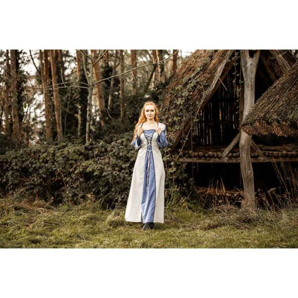 Amalia Medieval Dress - Natural/Blue