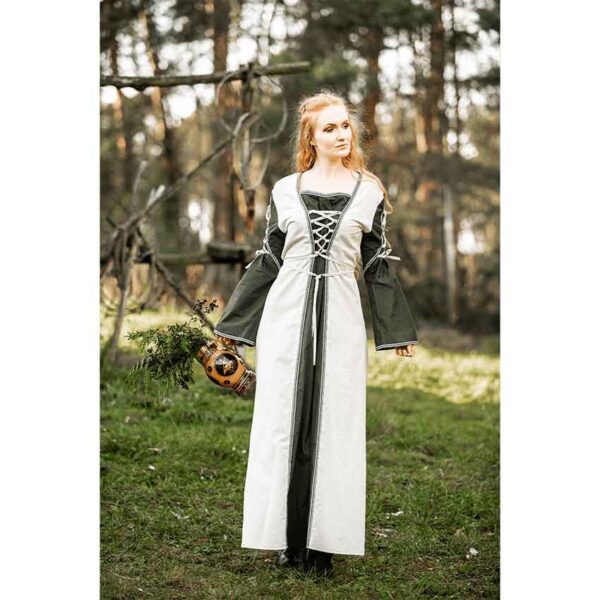 Amalia Medieval Dress - Natural/Green