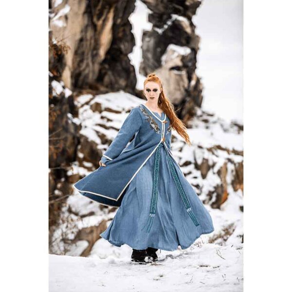 Anna Linen Viking Dress - Dove Blue