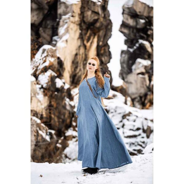 Anna Linen Viking Dress - Dove Blue