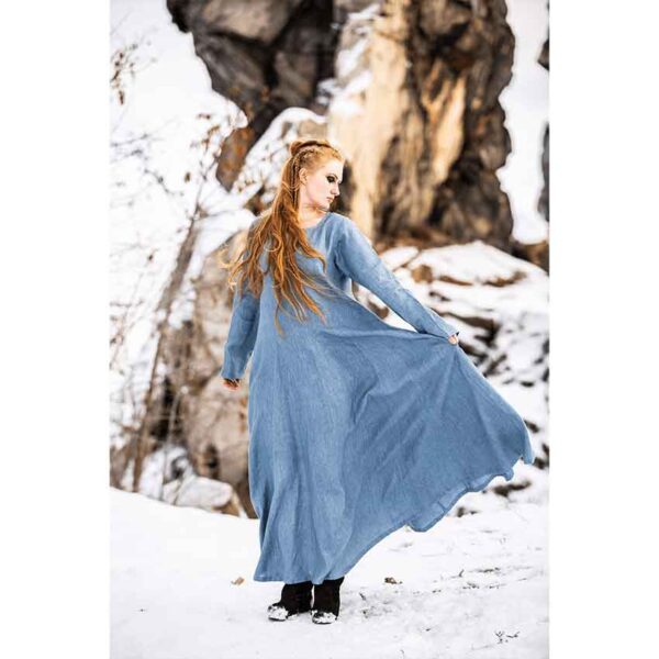 Anna Linen Viking Dress - Dove Blue