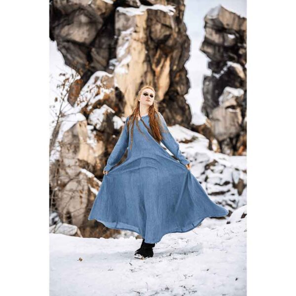 Anna Linen Viking Dress - Dove Blue