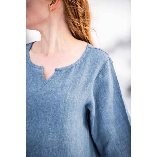 Anna Linen Viking Dress - Dove Blue