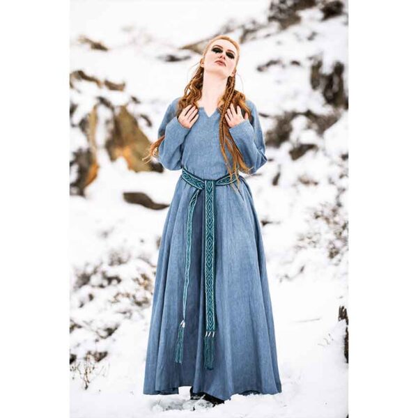 Anna Linen Viking Dress - Dove Blue
