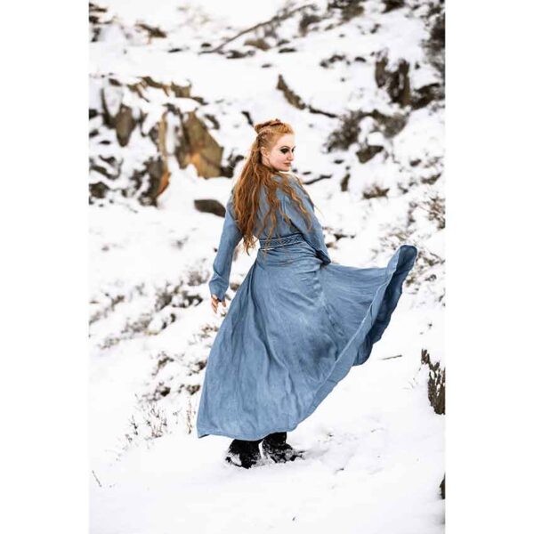 Anna Linen Viking Dress - Dove Blue