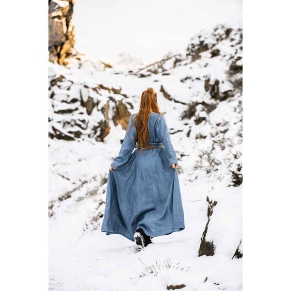 Anna Linen Viking Dress - Dove Blue
