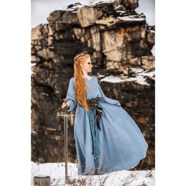 Anna Linen Viking Dress - Dove Blue