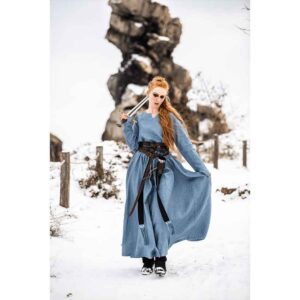 Anna Linen Viking Dress - Dove Blue