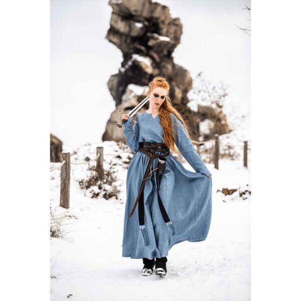 Anna Linen Viking Dress - Dove Blue