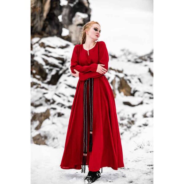 Anna Linen Viking Dress - Red