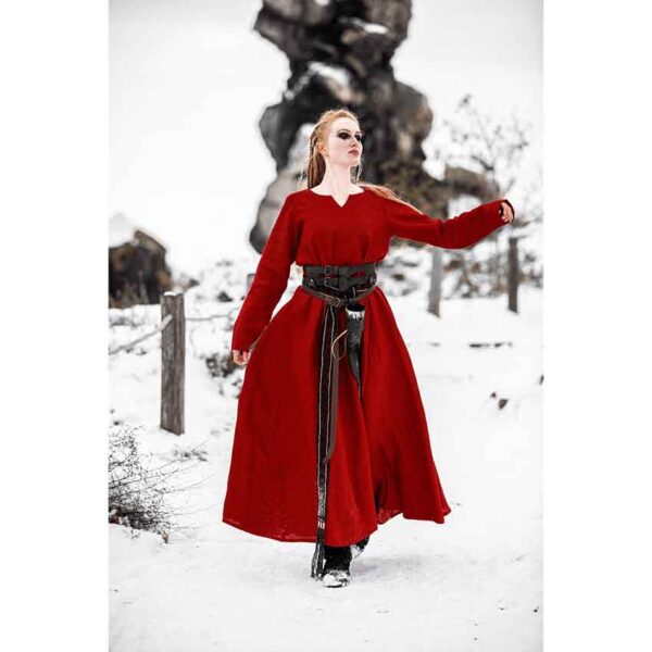 Anna Linen Viking Dress - Red