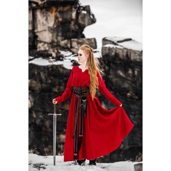 Anna Linen Viking Dress - Red