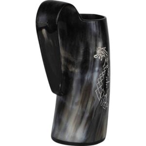 Carved Vegvisir Viking Horn Tankard