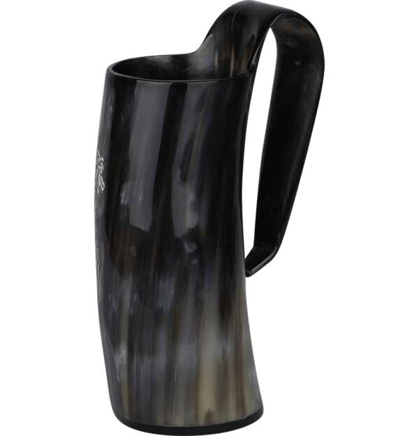 Carved Vegvisir Viking Horn Tankard