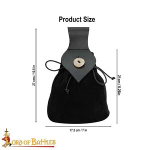 Medieval Suede Belt Pouch - Black