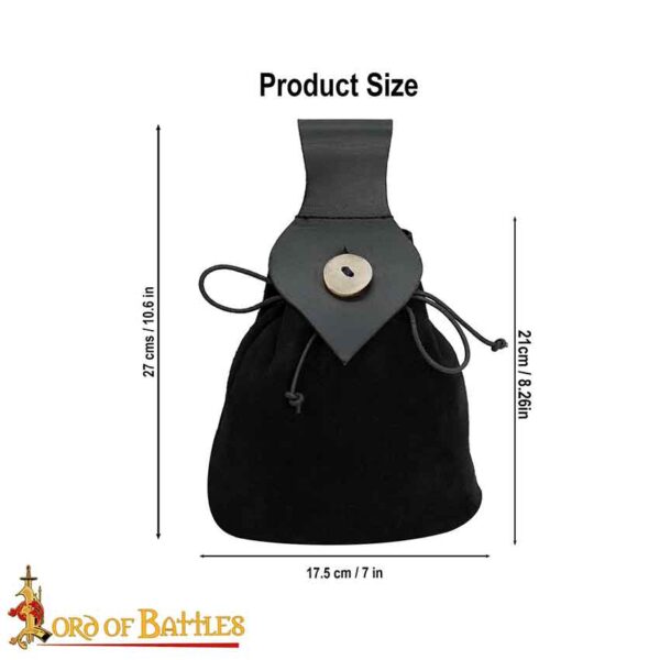 Medieval Suede Belt Pouch - Black