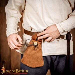 Medieval Suede Belt Pouch - Brown