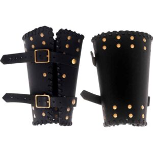 Audric Medieval Leather Bracers - Black