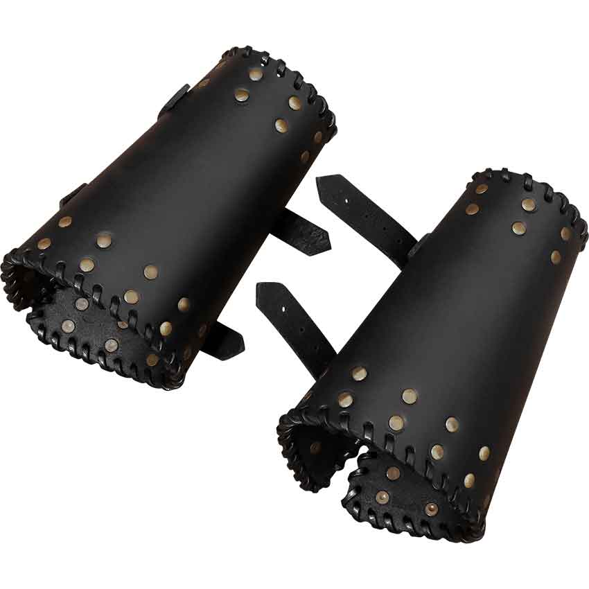 Audric Medieval Leather Bracers - Black