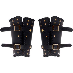 Audric Medieval Leather Bracers - Black