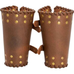 Audric Medieval Leather Bracers - Brown