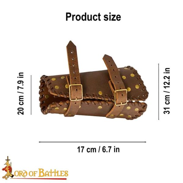 Audric Medieval Leather Bracers - Brown