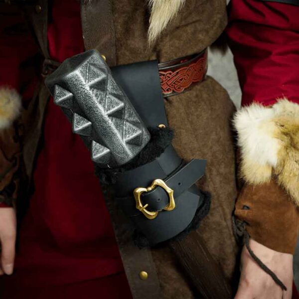 Fur Lined Leather Sword Frog - Black