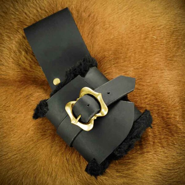 Fur Lined Leather Sword Frog - Black