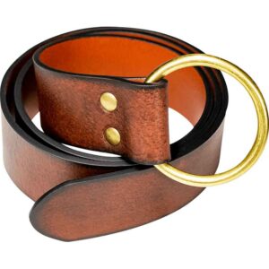Fantasy Leather Brass Ring Belt - Brown