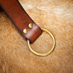 Fantasy Leather Brass Ring Belt - Brown
