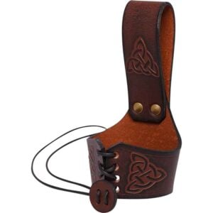 Celtic Leather Drinking Horn Holder - Brown